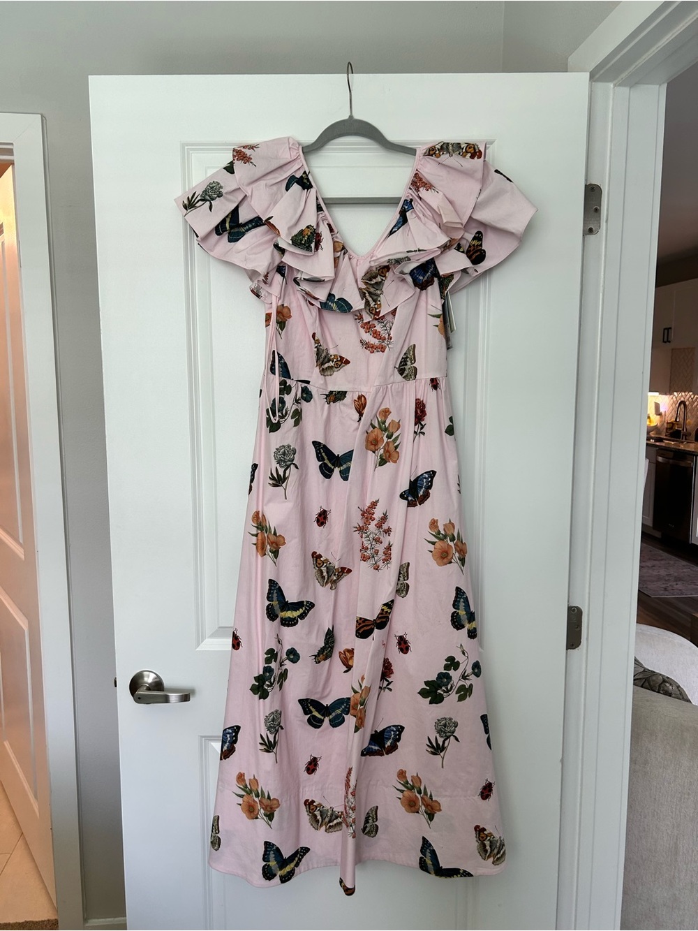 ANTONIO MELANI Pink Ruffled Butterfly & Floral Dress